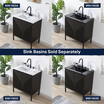 Rowan Geometric Modern Transitional 2-Shelf Bath Vanity Cabinet Only (Sink Basin Not Included)